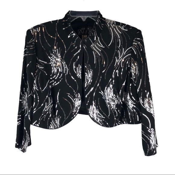 Alex Evenings Plus Size Black Sequin Dress Set - Picture 2 of 11